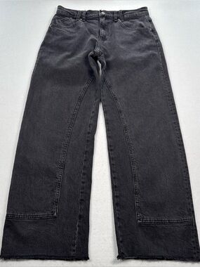 We The Free Risk Taker Jeans Women 28 High Rise Straight Leg Black Raw Hem EUC